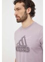 Bavlněné tričko adidas fialová barva, s potiskem, IN6270