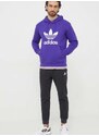 Bavlněná mikina adidas Originals Adicolor Classics Trefoil pánská, fialová barva, s kapucí, s potiskem, IM9398