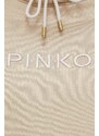 Bavlněná mikina Pinko dámská, béžová barva, s kapucí, aplikací, 101685.A1N7