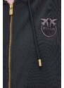 Bavlněná mikina Pinko dámská, černá barva, s kapucí, aplikací, 101133.A1N7