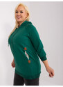 Fashionhunters Dámská tmavě zelená bavlněná mikina plus size