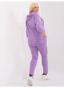 Fashionhunters Světle fialový set plus size s mikinou na zip