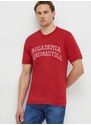 Bavlněné tričko Aeronautica Militare červená barva, s potiskem