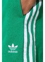 Kraťasy adidas Originals 3-Stripes French Terry dámské, zelená barva, s aplikací, high waist, IP0697