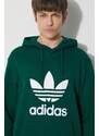 Bavlněná mikina adidas Originals Adicolor Classics Trefoil pánská, zelená barva, s kapucí, s potiskem, IM9407