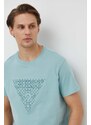 Bavlněné tričko Guess tyrkysová barva, s aplikací, M4RI27 K8FQ4