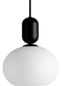 Nordlux Opálově bílé skleněné závěsné světlo Notti 20 cm s černým zavěšením