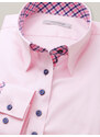 Willsoor Dámská košile long size světle růžová s kontrastními prvky 16228