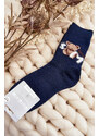 Kesi Teplé bavlněné ponožky s medvídkem, tmavě modrá