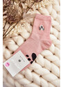Kesi Dámské bavlněné ponožky s růžovou nášivkou medvídka