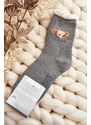 Kesi Silné bavlněné ponožky s medvídkem, šedé