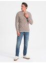 Ombre Clothing Pánský bavlněný svetr s kulatým výstřihem - studená béžová V9 OM-SWSW-0103