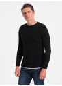 Ombre Clothing Pánský bavlněný svetr s kulatým výstřihem - černý V1 OM-SWSW-0103