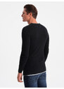 Ombre Clothing Pánský bavlněný svetr s kulatým výstřihem - černý V1 OM-SWSW-0103