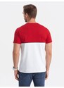 Ombre Clothing Originální dvojbarevné tričko červeno - bílé V6 S1619