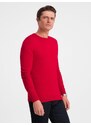 Ombre Clothing Klasický červený svetr s kulatým výstřihem V5 SWBS-0106
