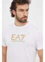 Bavlněné tričko EA7 Emporio Armani bílá barva, s potiskem