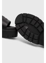 Kožené sandály HUGO KrisSandal dámské, černá barva, na platformě, 50513525