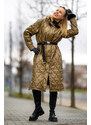 Jadberg Women Dámský dlouhý kabát s kapucí Sunny-Khaki