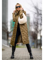 Jadberg Women Dámský dlouhý kabát s kapucí Sunny-Khaki