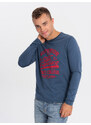 Ombre Clothing Pánské tričko s dlouhým rukávem a potiskem - modré V2 OM-LSPT-0116