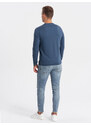 Ombre Clothing Pánské tričko s dlouhým rukávem a potiskem - modré V2 OM-LSPT-0116