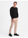 Ombre Clothing Klasický černý svetr s kulatým výstřihem V2 SWBS-0106