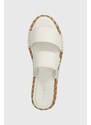 Kožené pantofle Tommy Hilfiger TH LEATHER FLAT ESP SANDAL dámské, bílá barva, FW0FW07931