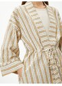 Koton Cotton Kimono with Pockets and Tie Waist