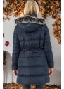 Z6768 DEWBERRY WOMEN'S COAT-PLAIN NAVY BLUE