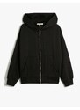 Koton Hooded Sweatshirt Cardigan Textured Pocket Detail