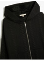 Koton Hooded Sweatshirt Cardigan Textured Pocket Detail