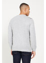 ALTINYILDIZ CLASSICS Men's Grey-Khaki Standard Fit Normal Cut, Crew Neck Patterned Knitwear Sweater.