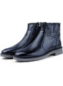 Ducavelli Bristol Genuine Leather Non-slip Sole Zipper Chelsea Daily Boots Navy Blue.