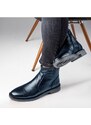 Ducavelli Bristol Genuine Leather Non-slip Sole Zipper Chelsea Daily Boots Navy Blue.