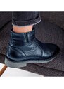 Ducavelli Bristol Genuine Leather Non-slip Sole Zipper Chelsea Daily Boots Navy Blue.