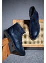 Ducavelli Bristol Genuine Leather Non-slip Sole Zipper Chelsea Daily Boots Navy Blue.
