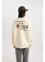 DEFACTO Oversize Fit Printed Thick Sweatshirt