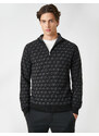 Koton Knitwear Zippered Sweater Stand-Up Collar Crowbarn Detailed