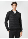 Koton Knitwear Zippered Sweater Stand-Up Collar Crowbarn Detailed