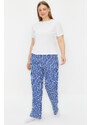 Trendyol Curve Navy Blue Striped Knitted Pajama Bottom