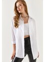 armonika Oversize Long Basic Shirt - White