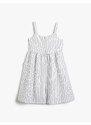 Koton Strapless Linen Dress with Button Fastening and Pocket Lined.