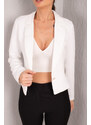 armonika Women's White Single Button Crop Jacket