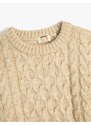 Koton Sweater Hair Knit Crew Neck Long Sleeve Soft Textured