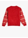 Koton New Year's Sweater Deer Patterned Crew Neck Sequin Detailed