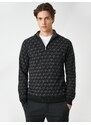 Koton Knitwear Zippered Sweater Stand-Up Collar Crowbarn Detailed