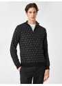 Koton Knitwear Zippered Sweater Stand-Up Collar Crowbarn Detailed