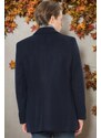 PLT8206 DEWBERRY MEN'S COAT-PLAIN NAVY BLUE