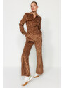 Trendyol Brown Velvet Woven Jumpsuit